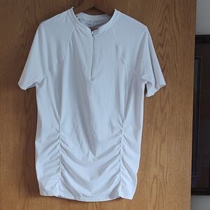 Athleta Pacifica White Contoured Zip Tee L